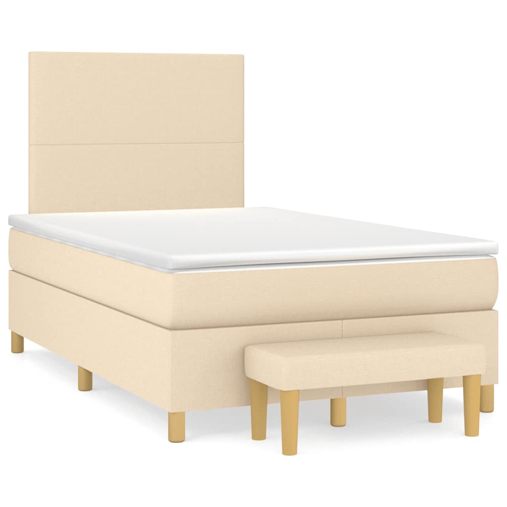 Κρεβάτι Boxspring με Στρώμα Κρεμ 120x190 εκ. Υφασμάτινο - Pakobazaar