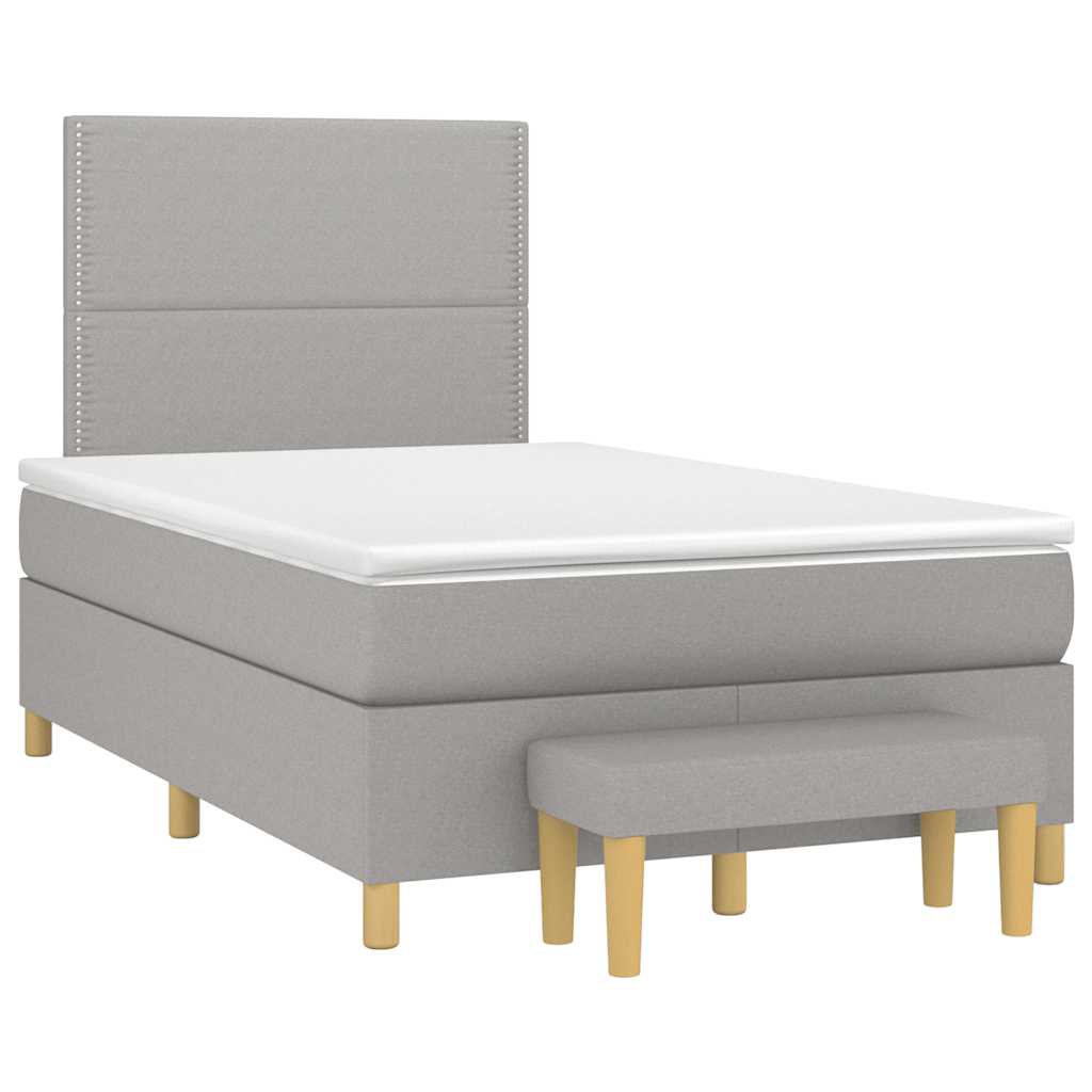 Κρεβάτι Boxspring με Στρώμα Ανοιχτό Γκρι 120x190 εκ. Υφασμάτινο