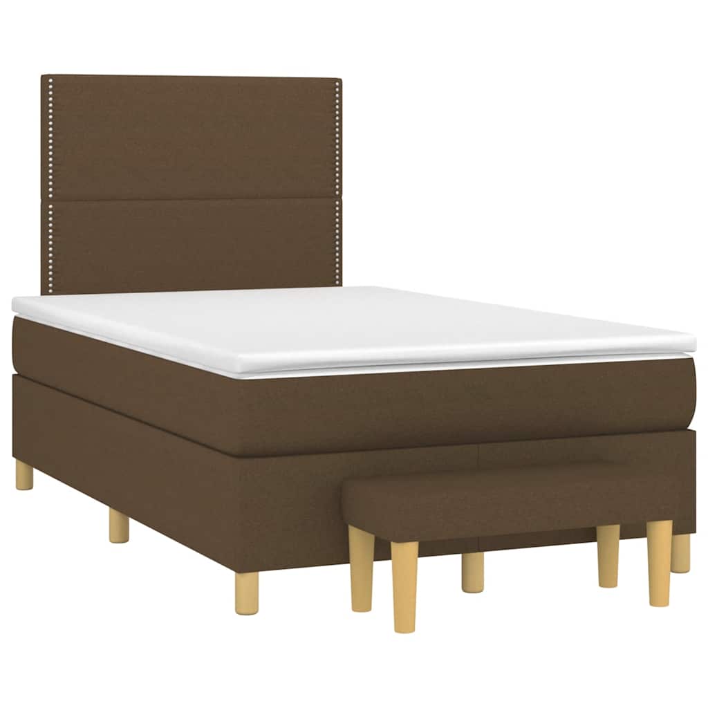 Κρεβάτι Boxspring με Στρώμα Σκούρο Καφέ 120x190 εκ Υφασμάτινο