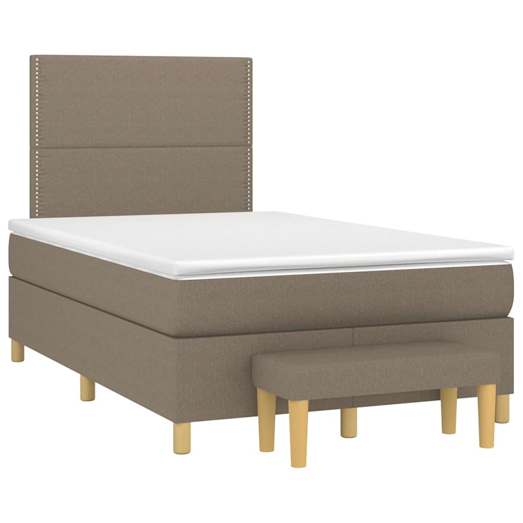 Κρεβάτι Boxspring με Στρώμα Taupe 120x190 εκ. Υφασμάτινο