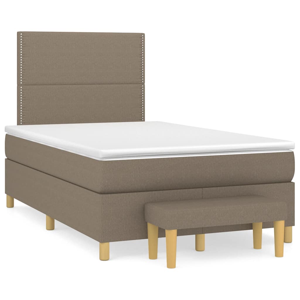 Κρεβάτι Boxspring με Στρώμα Taupe 120x190 εκ. Υφασμάτινο
