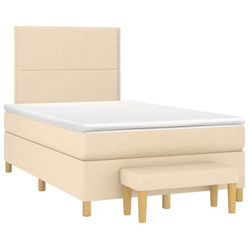 Κρεβάτι Boxspring με Στρώμα Κρεμ 120x190 εκ. Υφασμάτινο - Pakobazaar