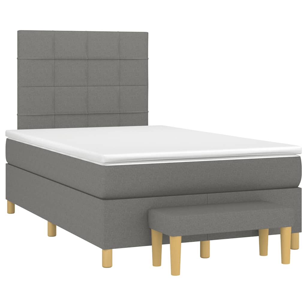 Κρεβάτι Boxspring με Στρώμα Σκούρο Γκρι 120x190 εκ Υφασμάτινο