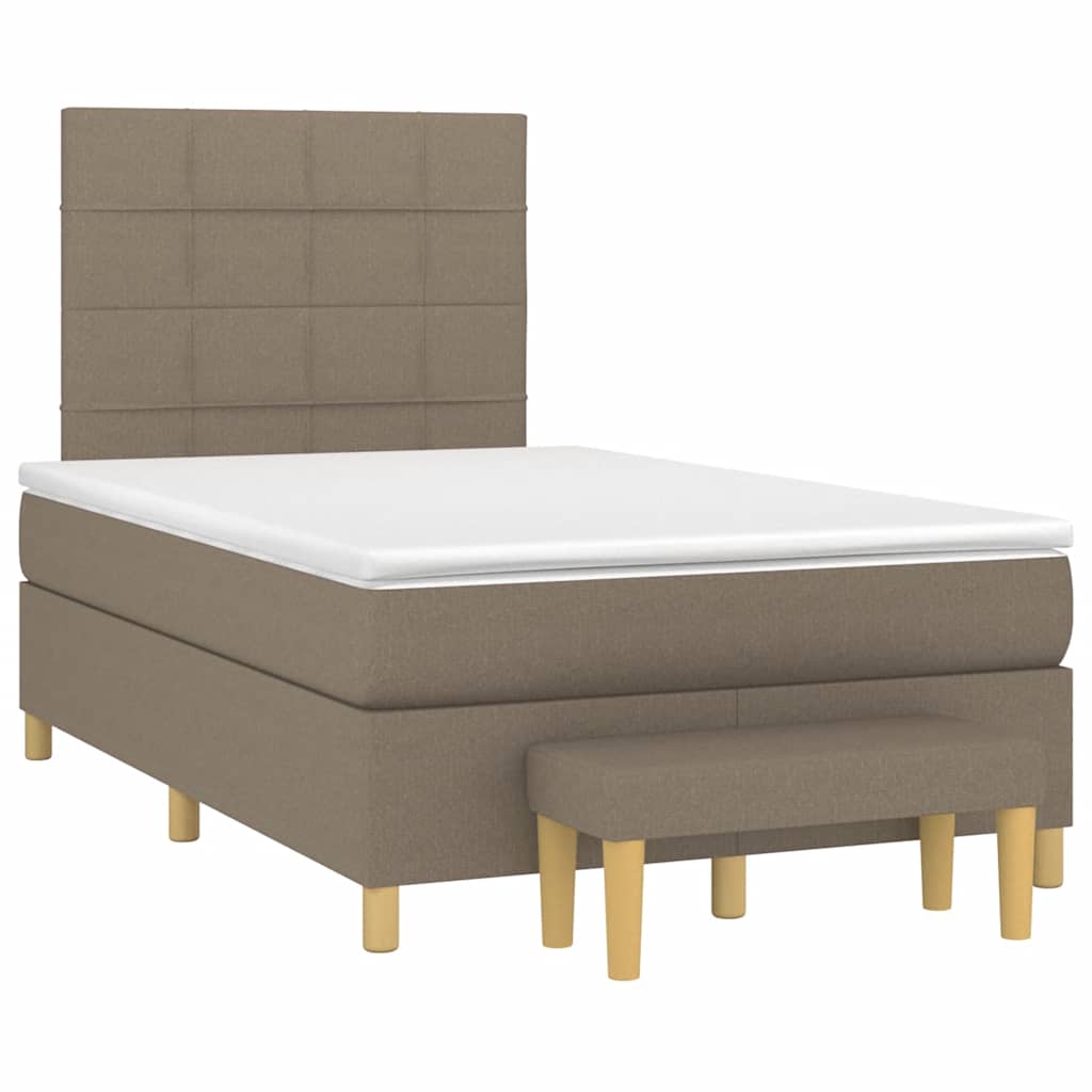 Κρεβάτι Boxspring με Στρώμα Taupe 120x190 εκ. Υφασμάτινο