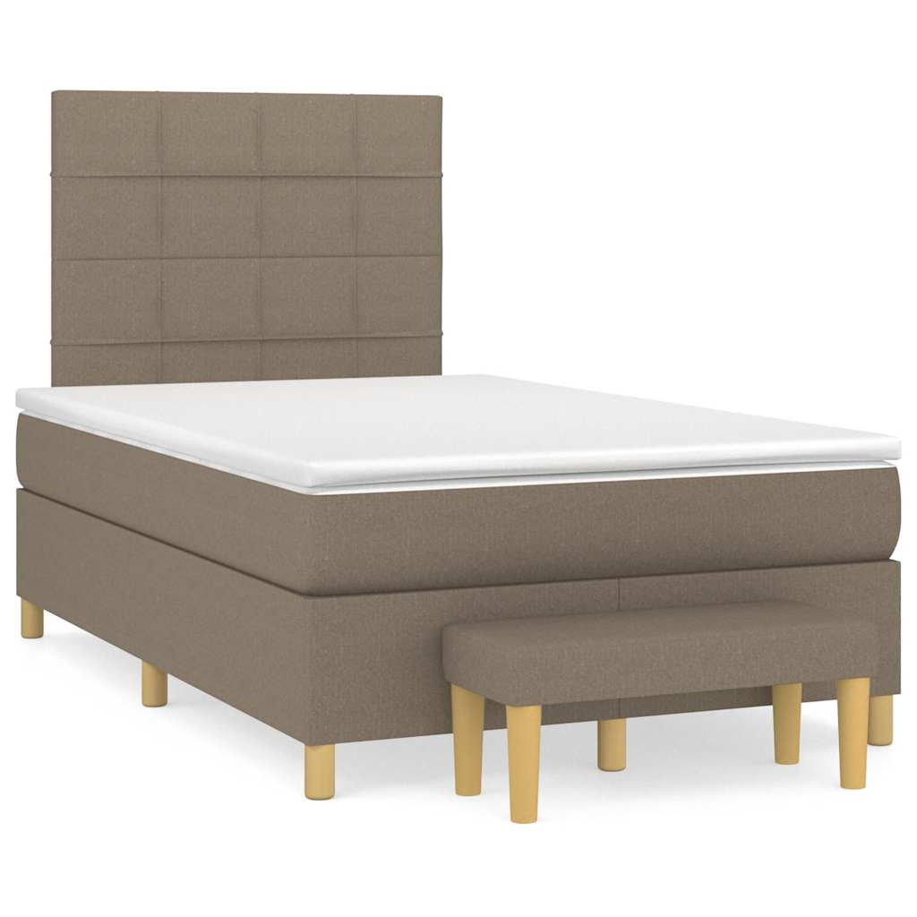 Κρεβάτι Boxspring με Στρώμα Taupe 120x190 εκ. Υφασμάτινο