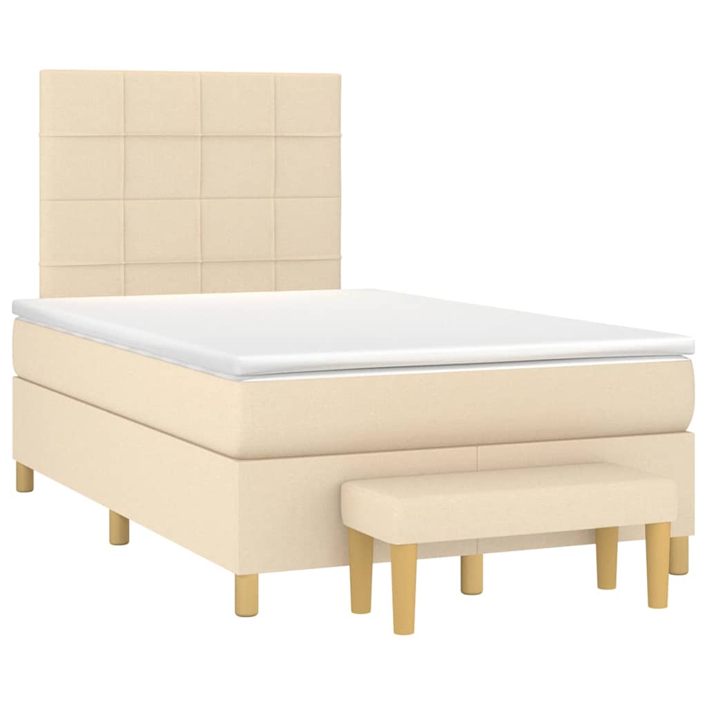 Κρεβάτι Boxspring με Στρώμα Κρεμ 120x190 εκ. Υφασμάτινο - Pakobazaar
