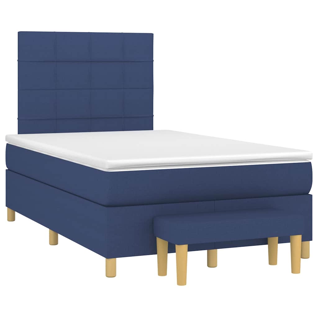 Κρεβάτι Boxspring με Στρώμα Μπλε 120x190 εκ. Υφασμάτινο