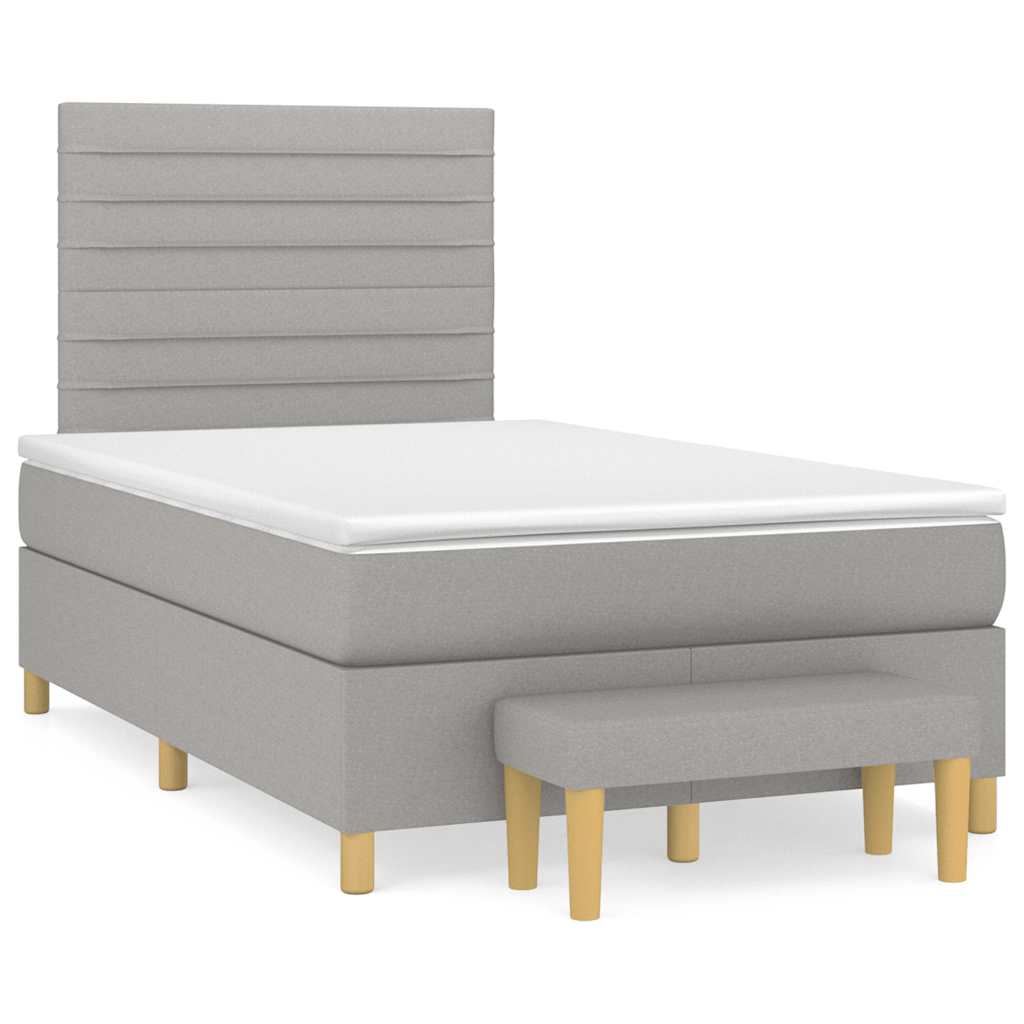 Κρεβάτι Boxspring με Στρώμα Ανοιχτό Γκρι 120x190 εκ. Υφασμάτινο