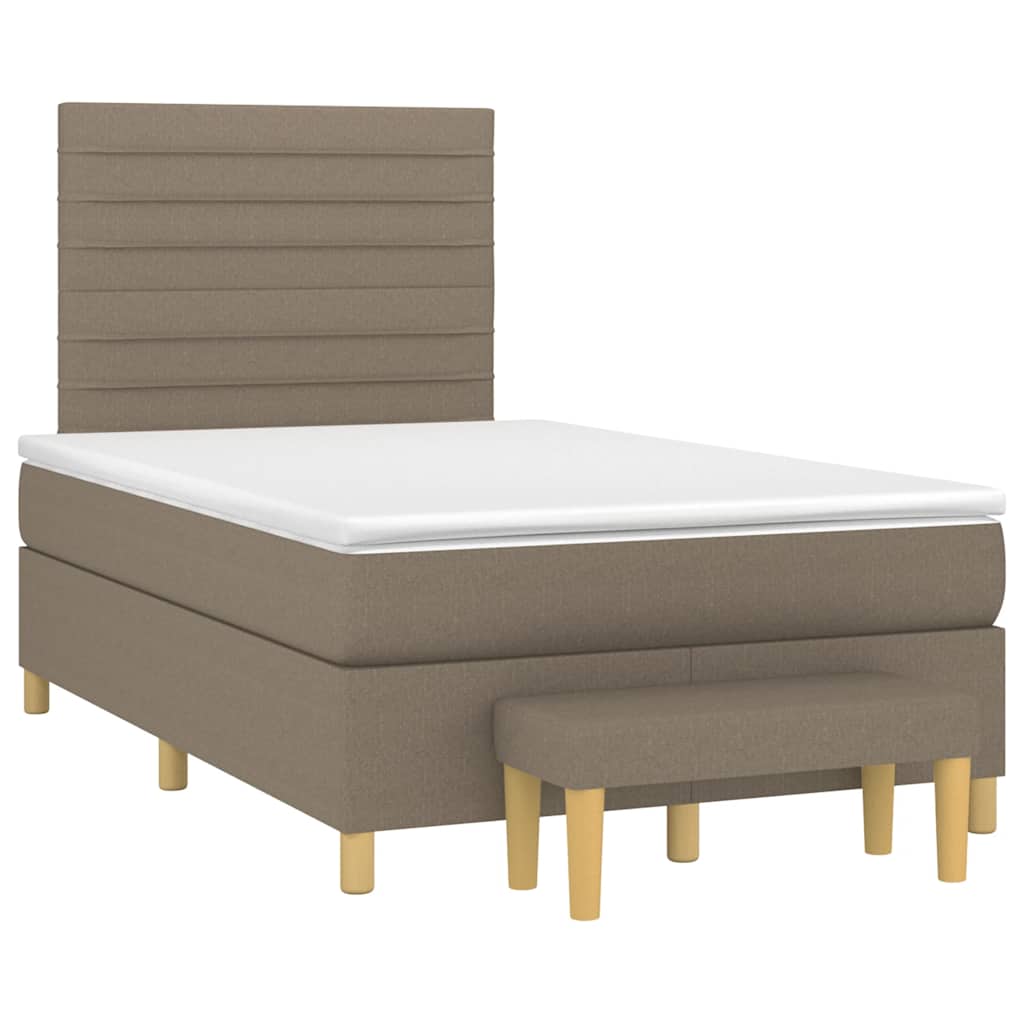 Κρεβάτι Boxspring με Στρώμα Taupe 120x190 εκ. Υφασμάτινο - Pakobazaar