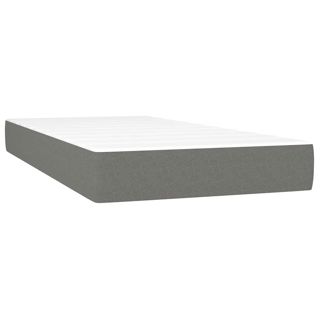 Κρεβάτι Boxspring με Στρώμα Σκούρο Γκρι 120x190 εκ Υφασμάτινο - Pakobazaar