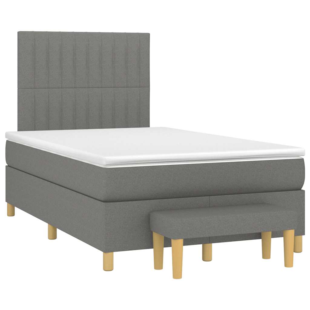 Κρεβάτι Boxspring με Στρώμα Σκούρο Γκρι 120x190 εκ Υφασμάτινο - Pakobazaar