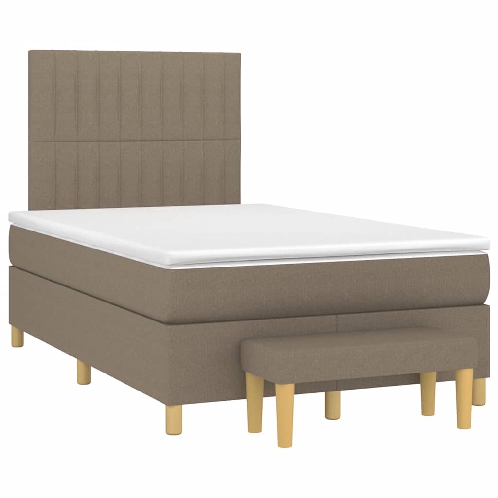 Κρεβάτι Boxspring με Στρώμα Taupe 120x190 εκ. Υφασμάτινο