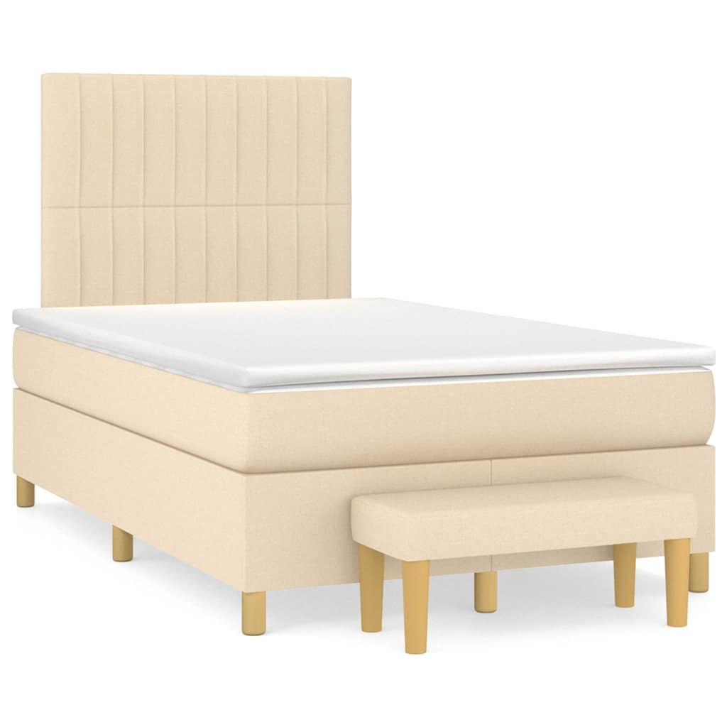 Κρεβάτι Boxspring με Στρώμα Κρεμ 120x190 εκ. Υφασμάτινο - Pakobazaar