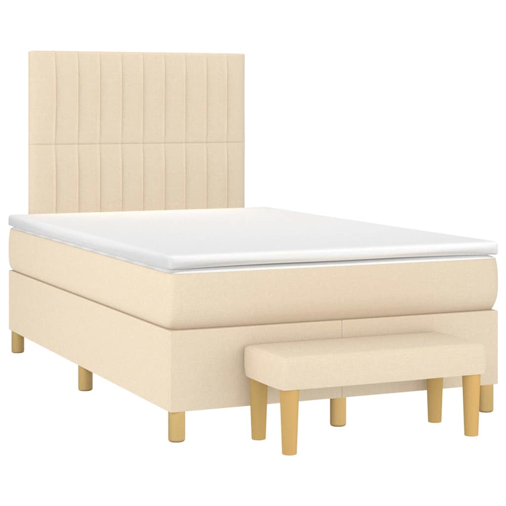 Κρεβάτι Boxspring με Στρώμα Κρεμ 120x190 εκ. Υφασμάτινο - Pakobazaar
