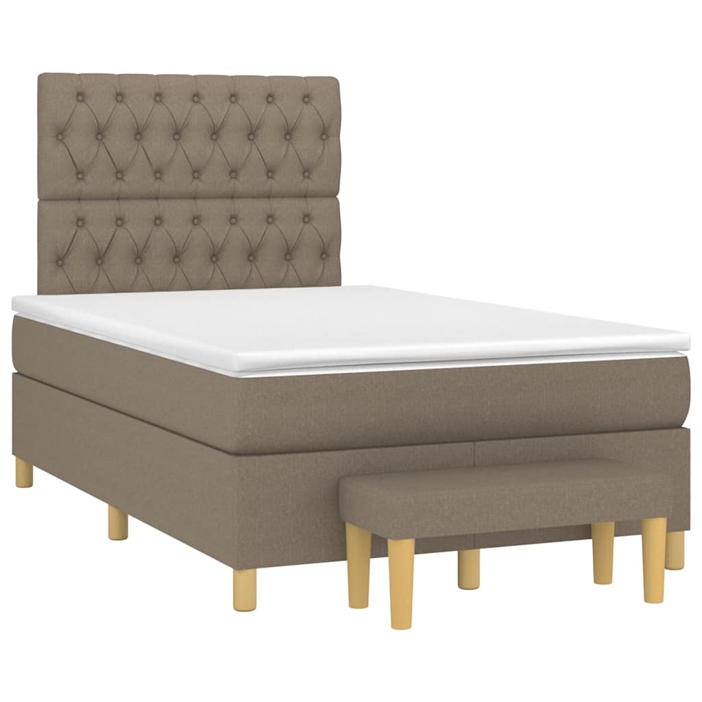 Κρεβάτι Boxspring με Στρώμα Taupe 120x190 εκ. Υφασμάτινο