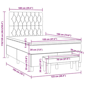 Κρεβάτι Boxspring με Στρώμα Κρεμ 120x190 εκ. Υφασμάτινο - Pakobazaar