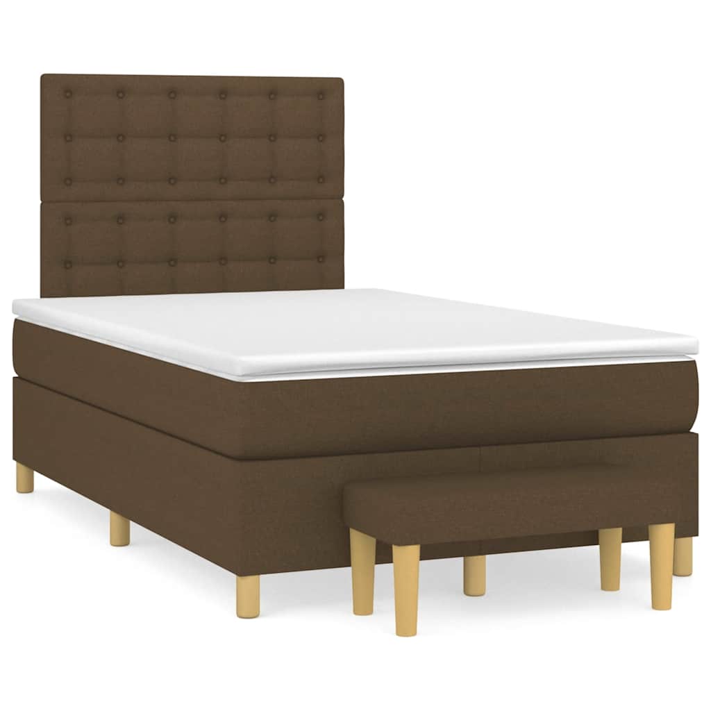 Κρεβάτι Boxspring με Στρώμα Σκούρο Καφέ 120x190 εκ Υφασμάτινο