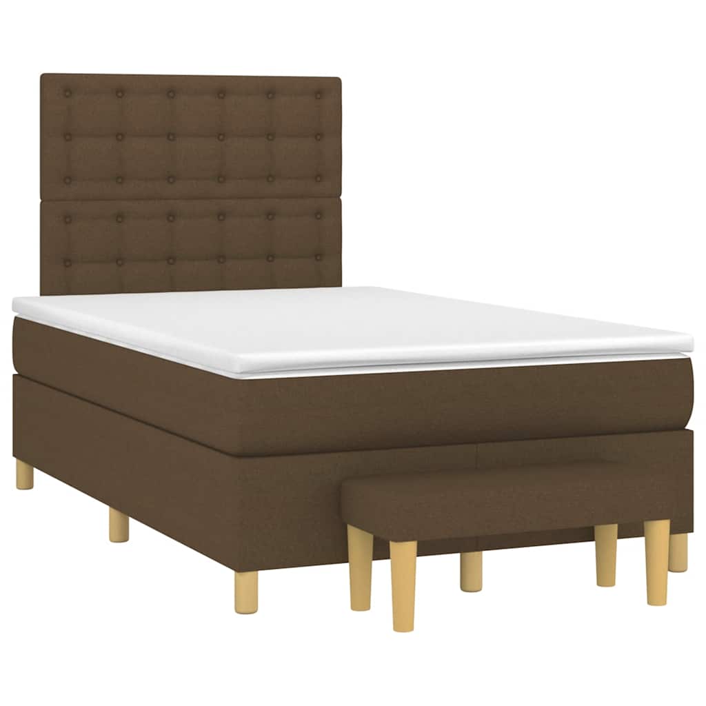 Κρεβάτι Boxspring με Στρώμα Σκούρο Καφέ 120x190 εκ Υφασμάτινο