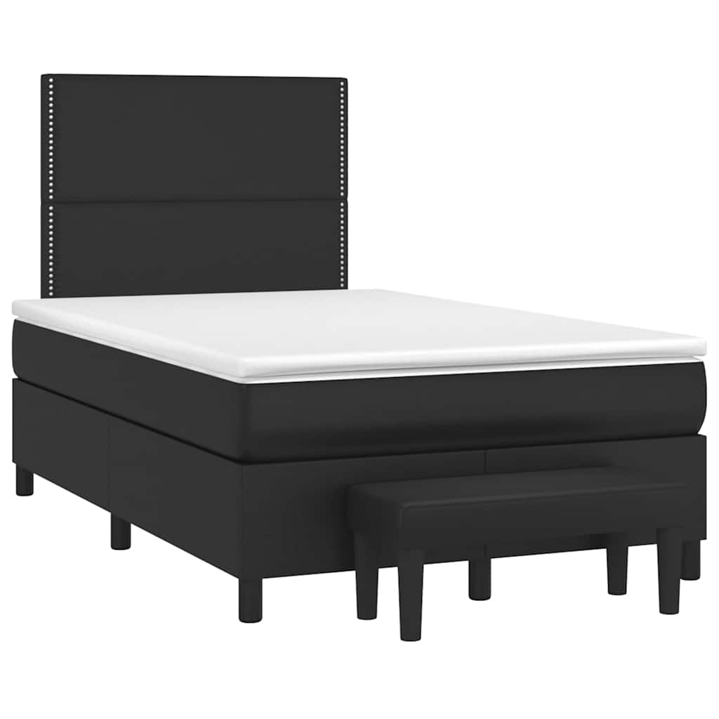 Κρεβάτι Boxspring με Στρώμα Μαύρο 120x190εκ.από Συνθετικό Δέρμα