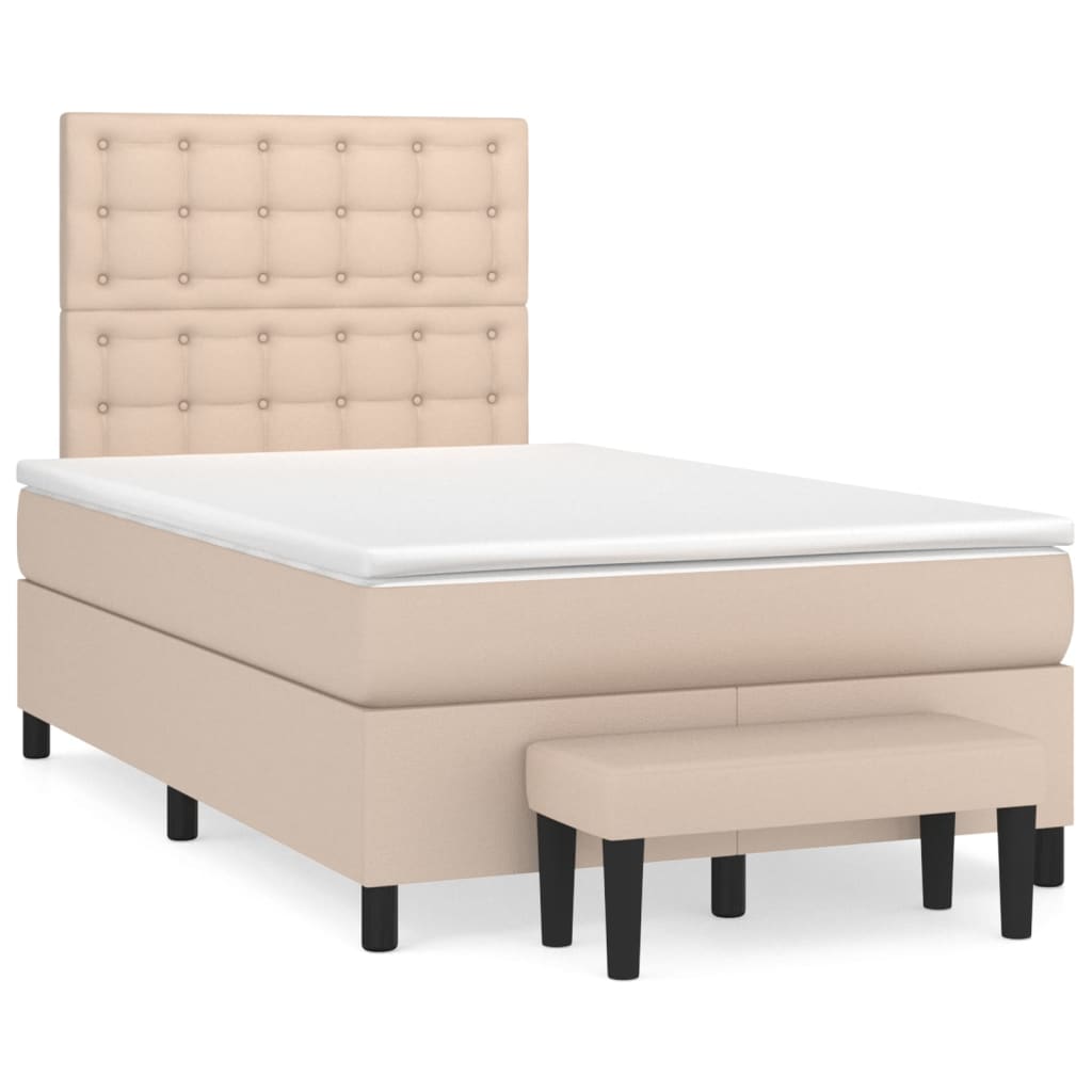 Κρεβάτι Boxspring με Στρώμα Καπουτσίνο 120x190εκ.από Συνθ.Δέρμα
