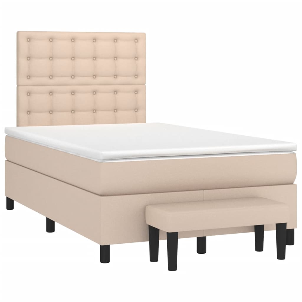 Κρεβάτι Boxspring με Στρώμα Καπουτσίνο 120x190εκ.από Συνθ.Δέρμα
