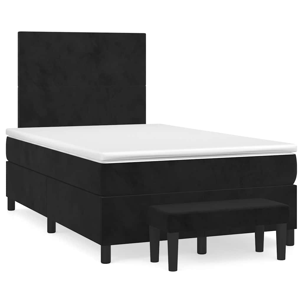 Κρεβάτι Boxspring με Στρώμα Μαύρο 120x190 εκ. Βελούδινο - Pakobazaar