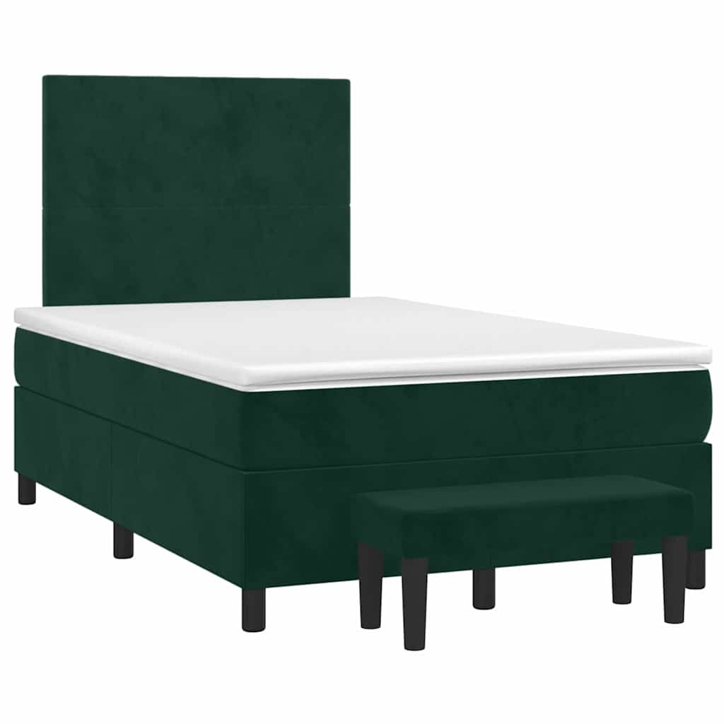 Κρεβάτι Boxspring με Στρώμα Σκούρο Πράσινο 120x190εκ. Βελούδινο