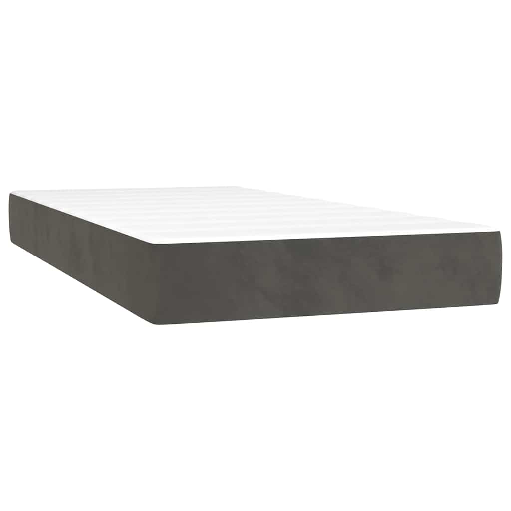 Κρεβάτι Boxspring με Στρώμα Σκούρο Γκρι 120x190 εκ. Βελούδινο