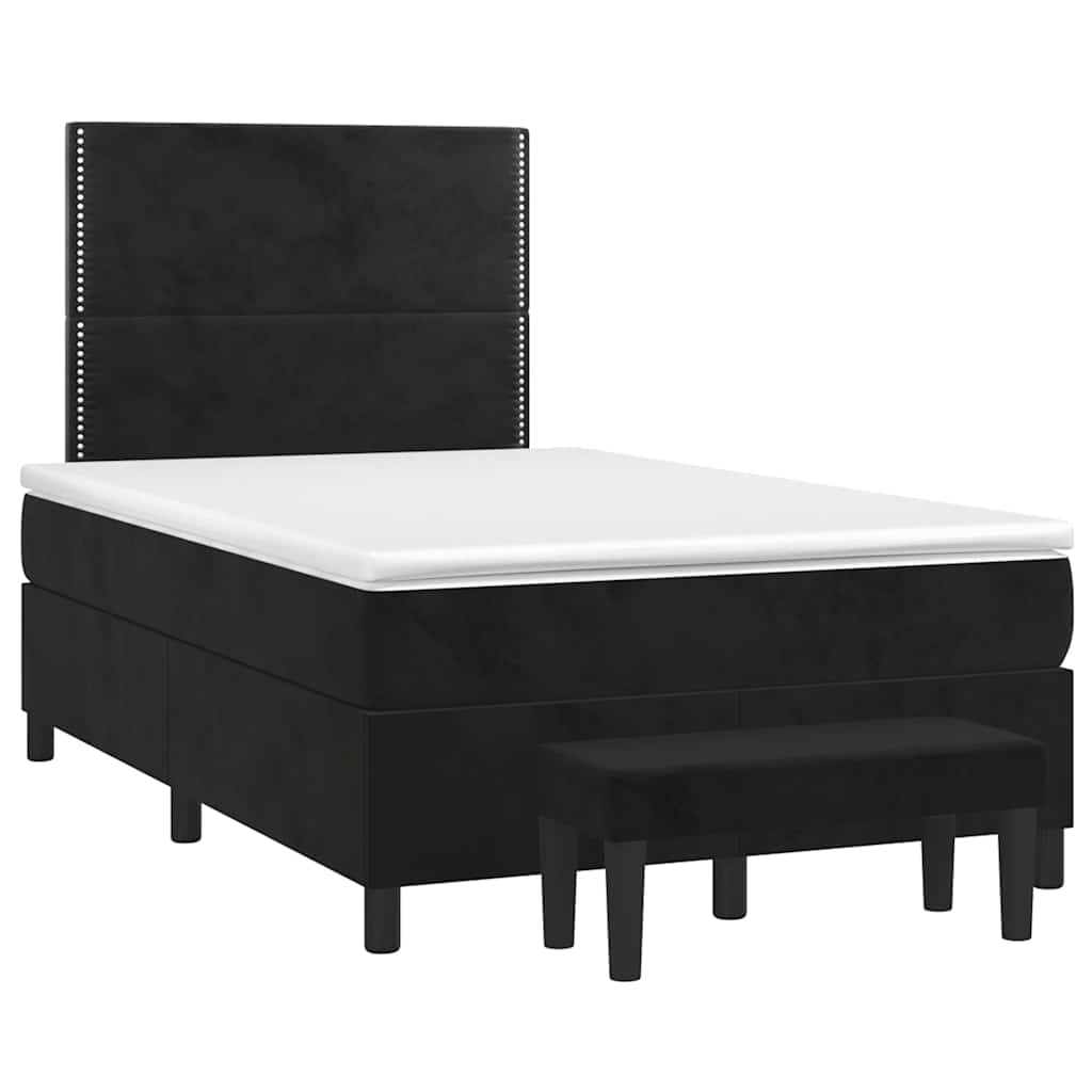 Κρεβάτι Boxspring με Στρώμα Μαύρο 120x190 εκ. Βελούδινο - Pakobazaar