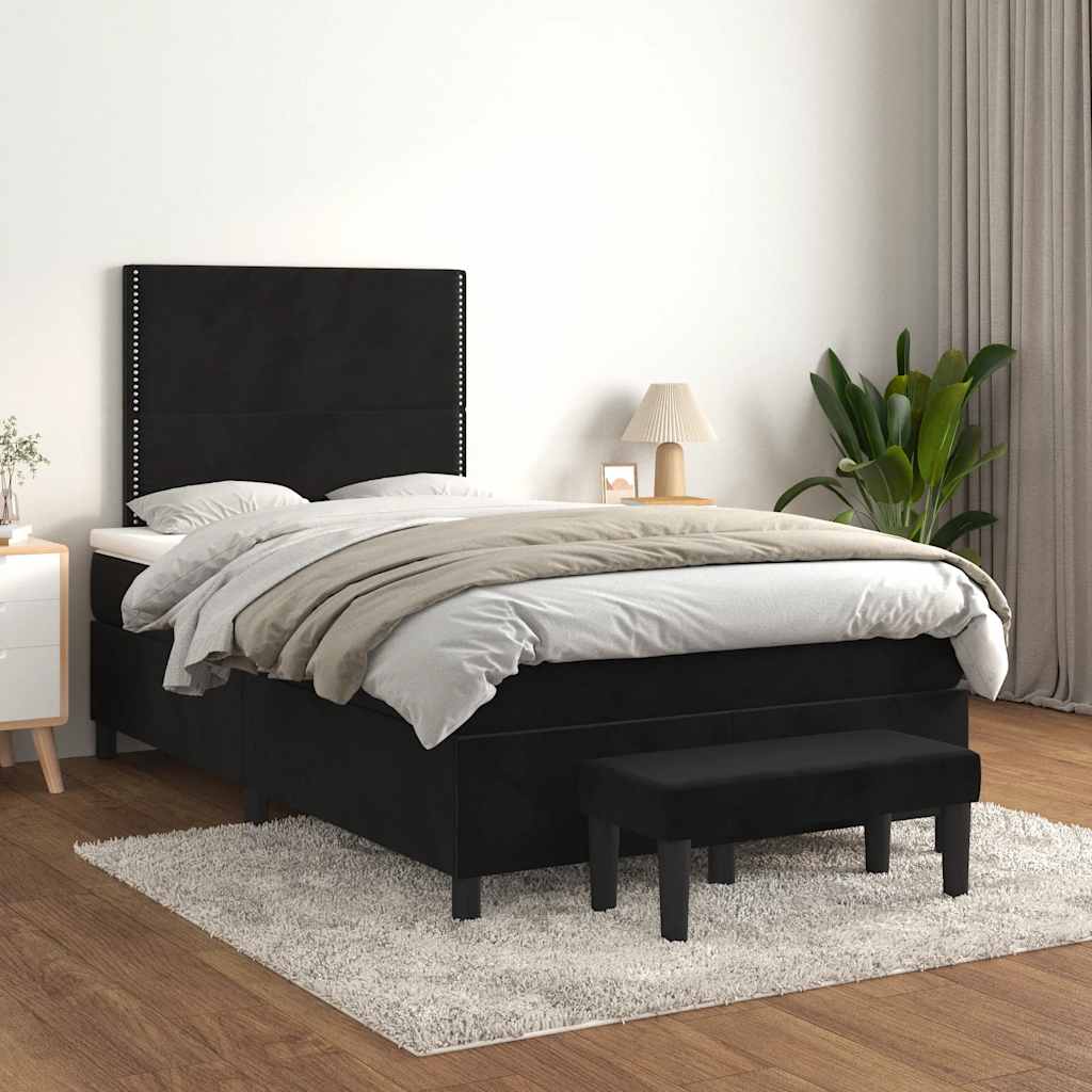 Κρεβάτι Boxspring με Στρώμα Μαύρο 120x190 εκ. Βελούδινο - Pakobazaar
