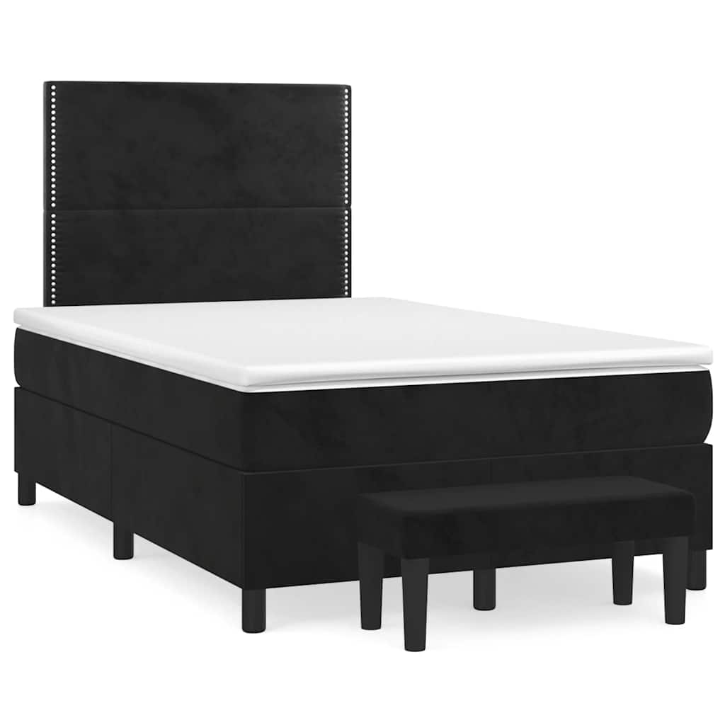 Κρεβάτι Boxspring με Στρώμα Μαύρο 120x190 εκ. Βελούδινο - Pakobazaar