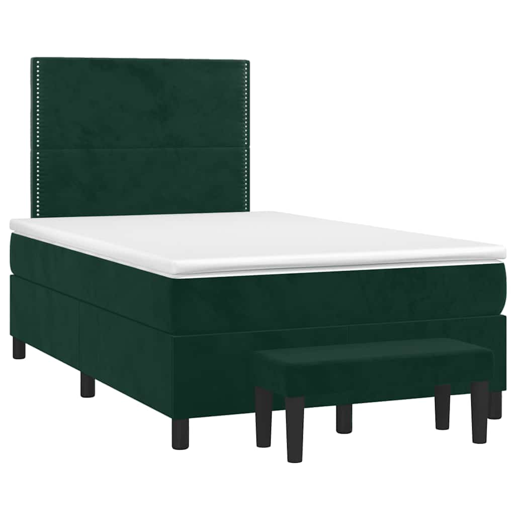Κρεβάτι Boxspring με Στρώμα Σκούρο Πράσινο 120x190εκ. Βελούδινο