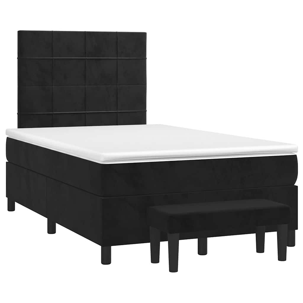 Κρεβάτι Boxspring με Στρώμα Μαύρο 120x190 εκ. Βελούδινο - Pakobazaar