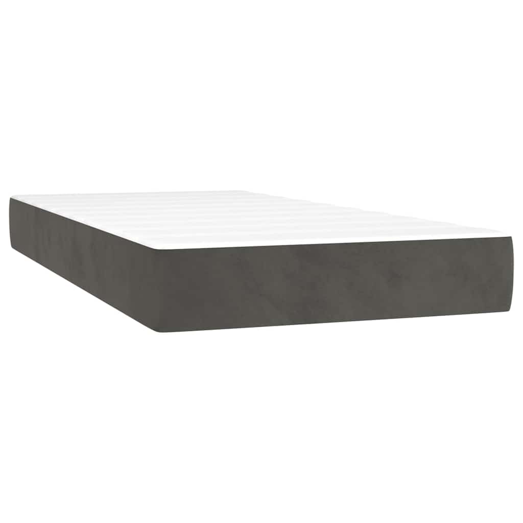 Κρεβάτι Boxspring με Στρώμα Σκούρο Γκρι 120x190 εκ. Βελούδινο