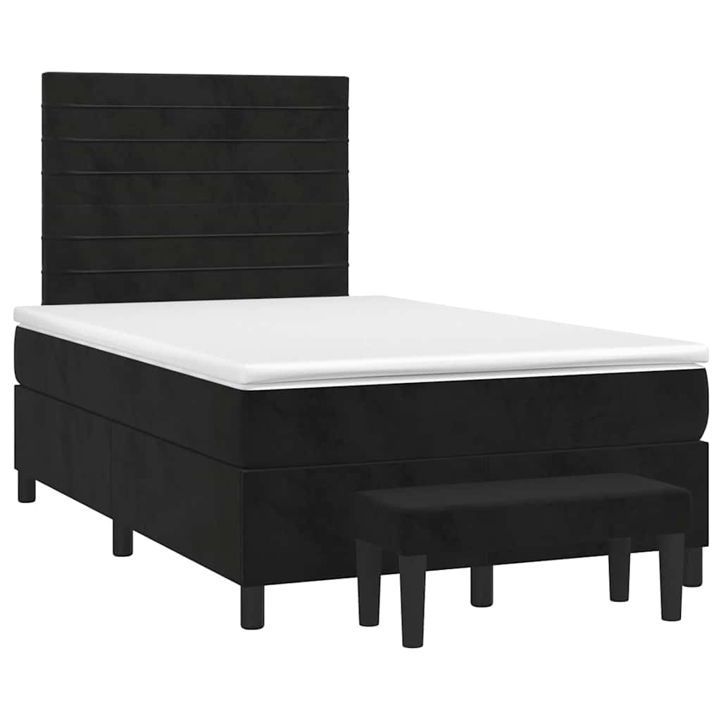 Κρεβάτι Boxspring με Στρώμα Μαύρο 120x190 εκ. Βελούδινο - Pakobazaar