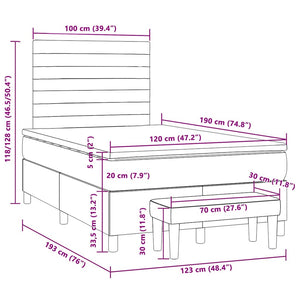 Κρεβάτι Boxspring με Στρώμα Μαύρο 120x190 εκ. Βελούδινο - Pakobazaar