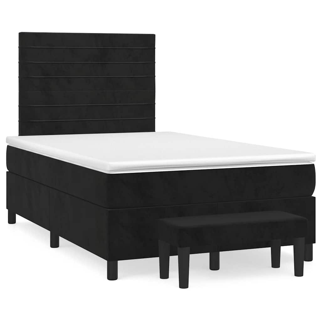 Κρεβάτι Boxspring με Στρώμα Μαύρο 120x190 εκ. Βελούδινο - Pakobazaar