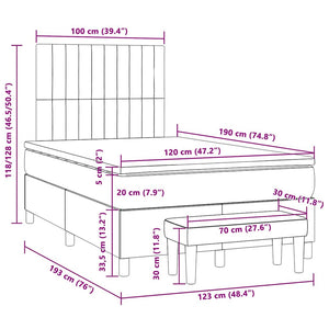 Κρεβάτι Boxspring με Στρώμα Μαύρο 120x190 εκ. Βελούδινο - Pakobazaar