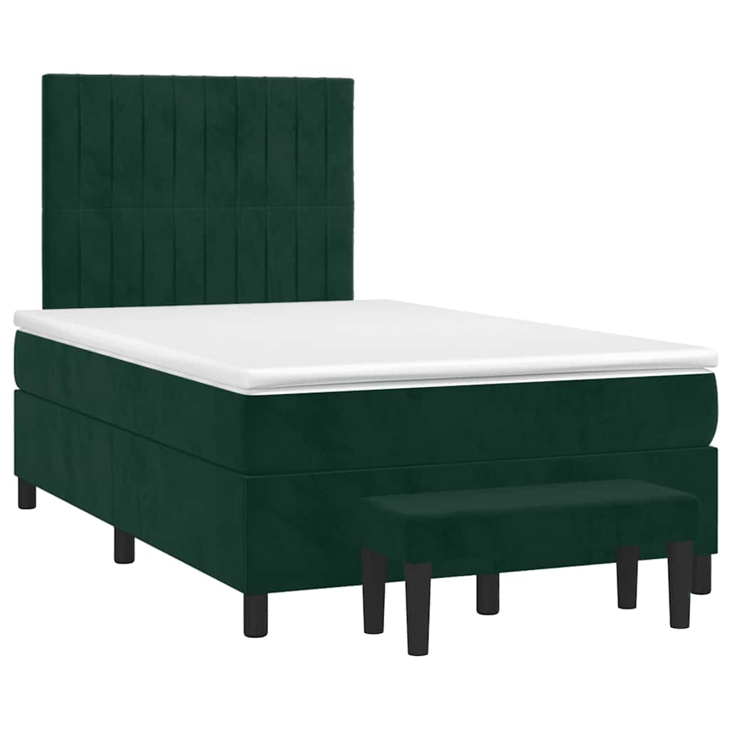 Κρεβάτι Boxspring με Στρώμα Σκούρο Πράσινο 120x190εκ. Βελούδινο