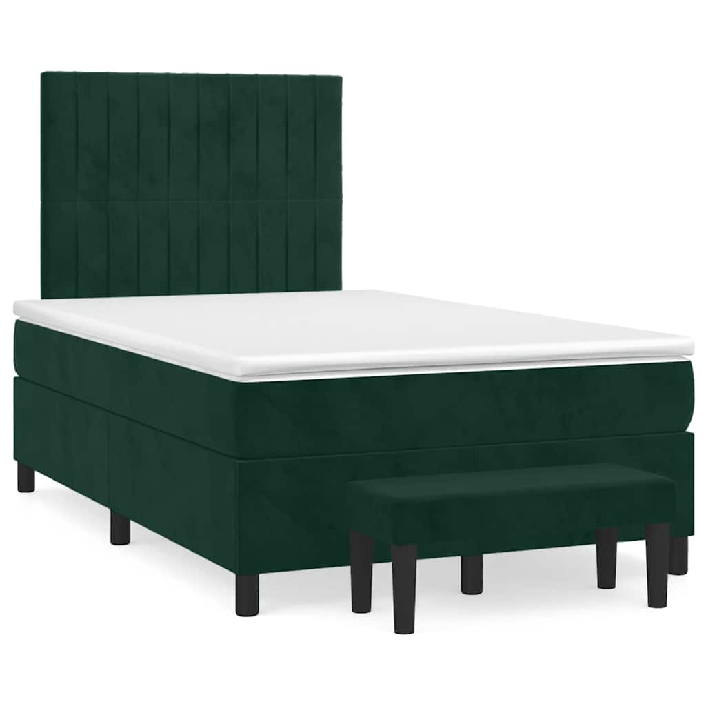 Κρεβάτι Boxspring με Στρώμα Σκούρο Πράσινο 120x190εκ. Βελούδινο