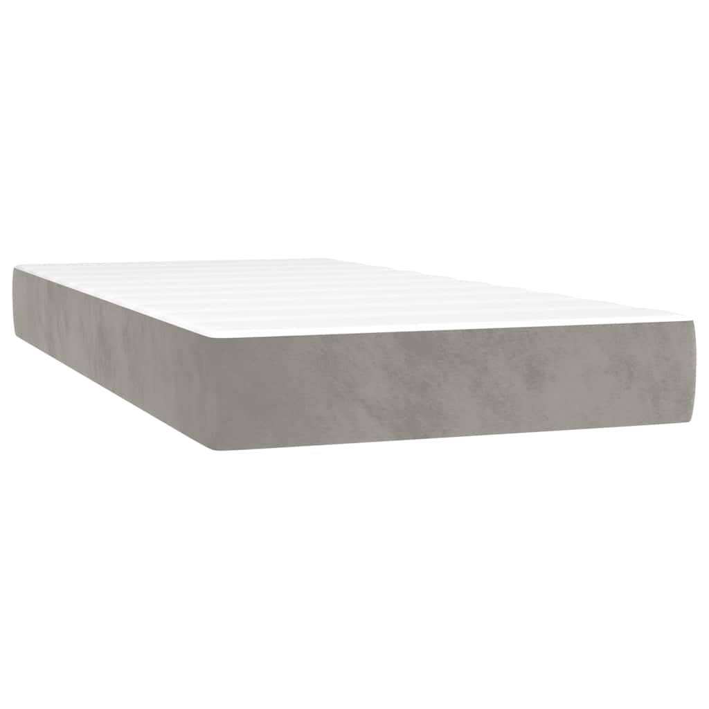 Κρεβάτι Boxspring με Στρώμα Ανοιχτό Γκρι 120x190 εκ. Βελούδινο