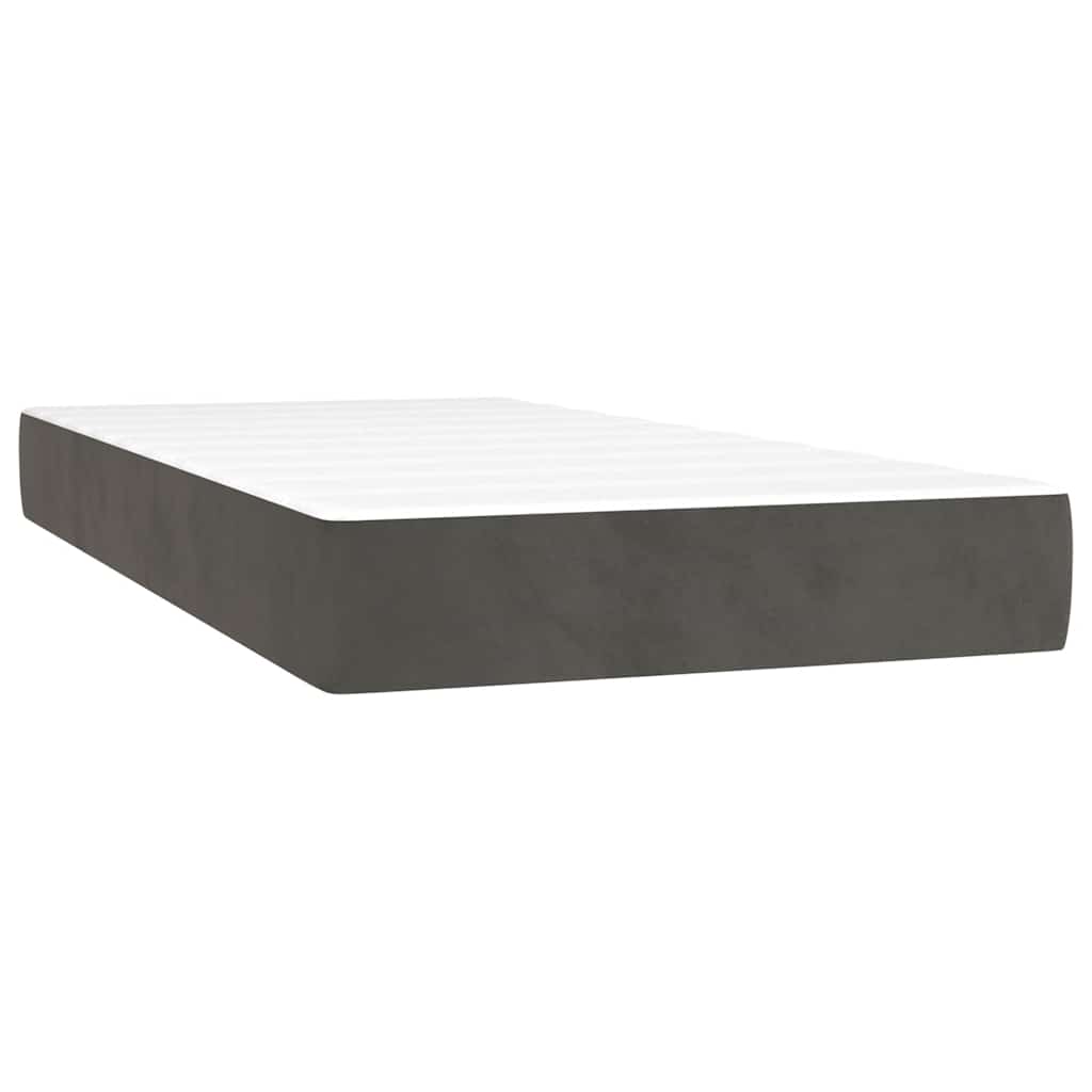 Κρεβάτι Boxspring με Στρώμα Σκούρο Γκρι 120x190 εκ. Βελούδινο