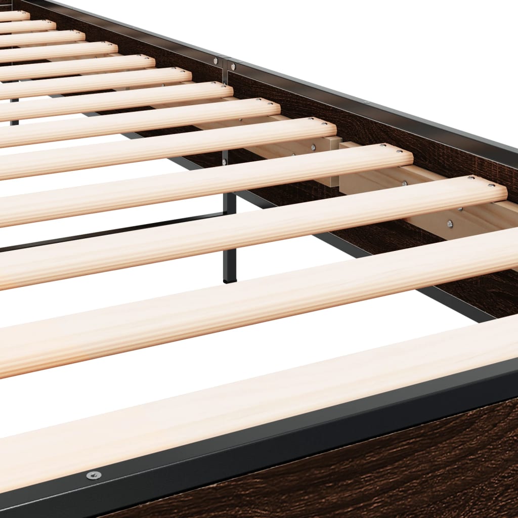 Πλαίσιο Κρεβατιού Καφέ Δρυς 90 x 190 εκ. Επεξ. Ξύλο & Μέταλλο