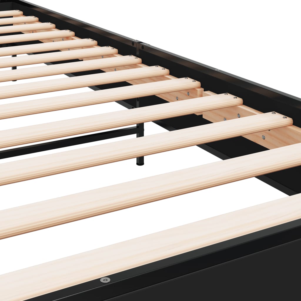 Πλαίσιο Κρεβατιού Μαύρο 90 x 200 εκ. Επεξ. Ξύλο & Μέταλλο