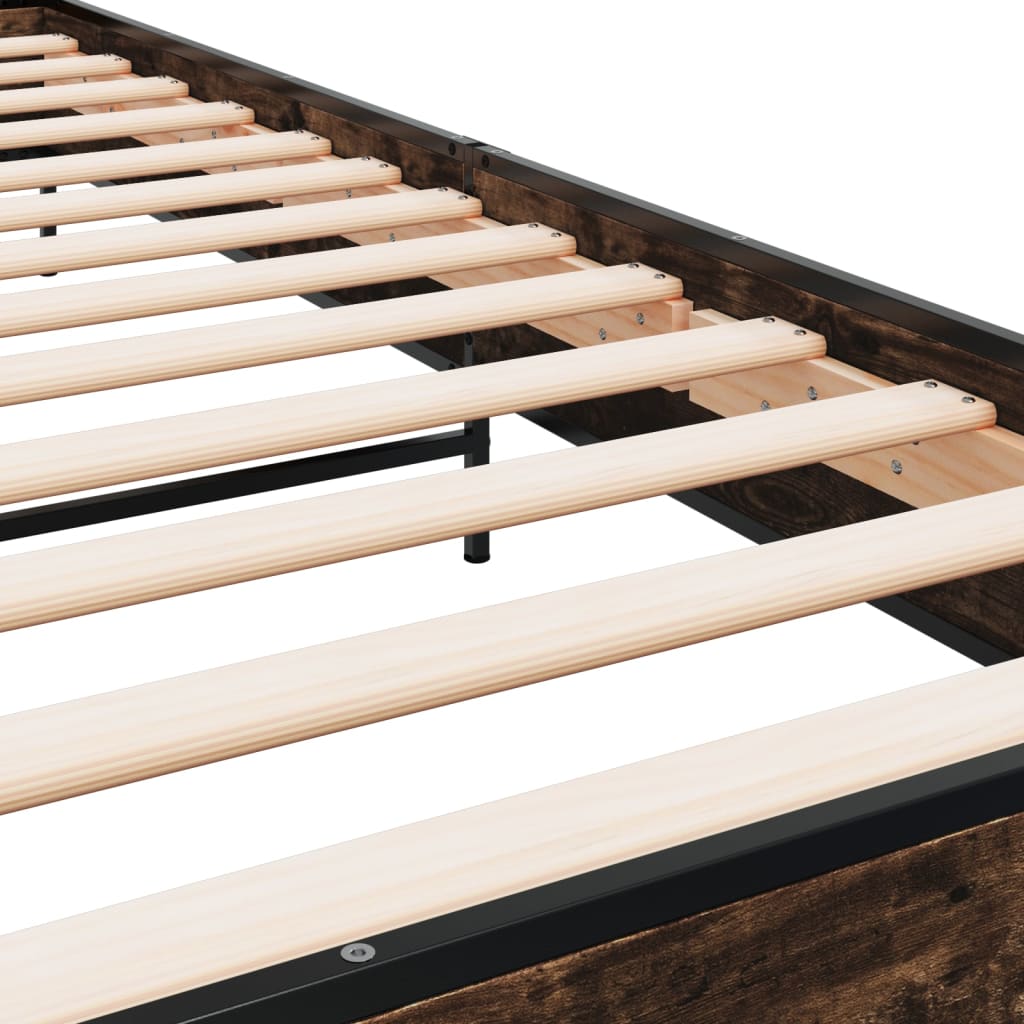 Πλαίσιο Κρεβατιού Καπνιστή Δρυς 100x200εκ. Επεξ. Ξύλο & Μέταλλο