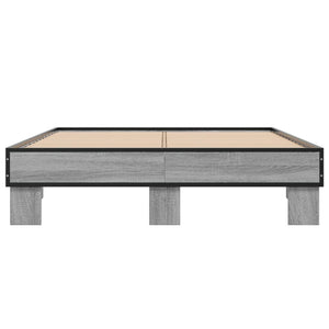 Πλαίσιο Κρεβατιού Γκρι Sonoma 140x200 εκ. Επεξ. Ξύλο & Μέταλλο