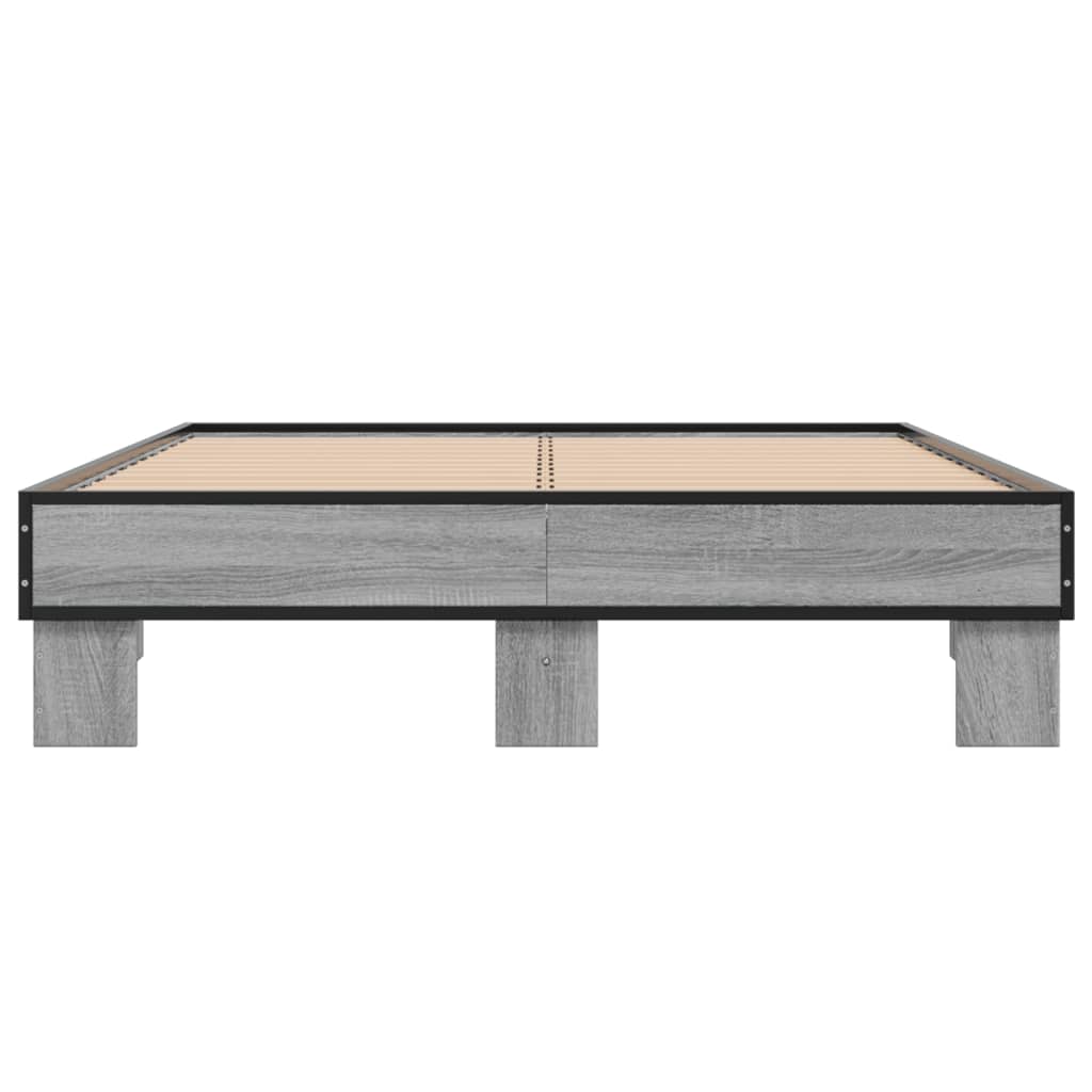 Πλαίσιο Κρεβατιού Γκρι Sonoma 120 x 190εκ. Επεξ. Ξύλο & Μέταλλο - Pakobazaar