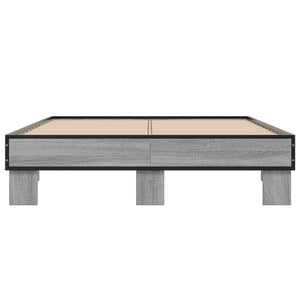 Πλαίσιο Κρεβατιού Γκρι Sonoma 120 x 190εκ. Επεξ. Ξύλο & Μέταλλο - Pakobazaar