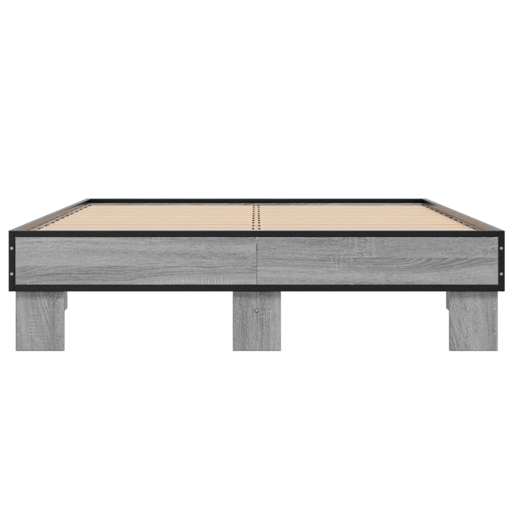 Πλαίσιο Κρεβατιού Γκρι Sonoma 135x190 εκ. Επεξ. Ξύλο & Μέταλλο