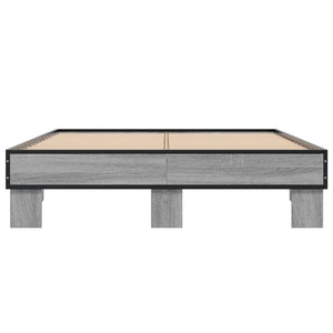 Πλαίσιο Κρεβατιού Γκρι Sonoma 135x190 εκ. Επεξ. Ξύλο & Μέταλλο
